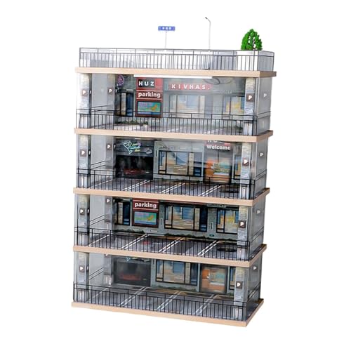 Colcolo 1/32 Fahrzeugmodell-Vitrine mit Autoparkszene, Acrylschutz, Holzsimulation, Parkhausszene, 4 Schichten von Colcolo