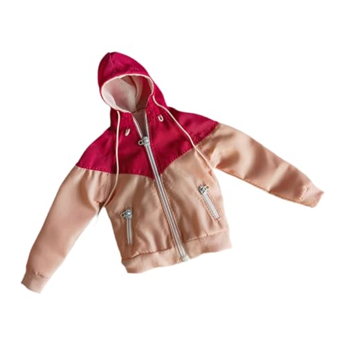 Colcolo 1/6 Puppenkleidung für weibliche Actionfiguren, Kapuzenjacke mit Reißverschluss, Mini, Kostüm für 12''-Puppen, Anziehaccessoire, rot rosa orange von Colcolo