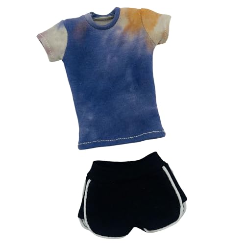 Colcolo 1/6 -Skala Kurzarm -Hemd mit Shorts, ungezwungenen Kurzarm -Stylish Summer Tops, Laufen Shorts für 12 -Zoll -Figuren Modell, Blau von Colcolo