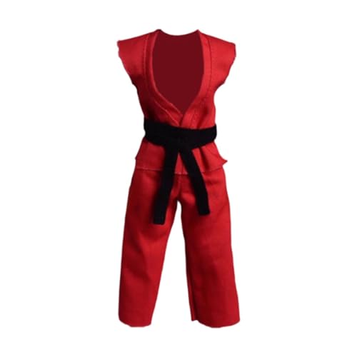 Colcolo 1:12 Actionfiguren Samurai Kimono 6 "Figurenbekämpfung Judo Uniform, weiche Miniaturpuppendekor, Kinder Erwachsene Geschenkpuppenkleidung, Rot von Colcolo