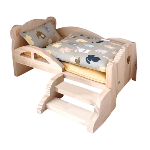 Colcolo 1:12 Holz Puppe Mini Bett enthalten 1 Matratze, 1 Stepp Decke und 1 Kissen Foto Requisiten Pretend Doll Play für Mädchen Geburtstags Geschenk, Bunny-bettwäsche-Set von Colcolo