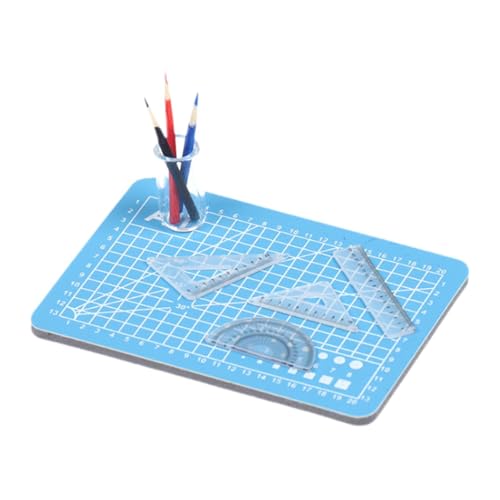 Colcolo 1:12 Miniatur-Mini-Lineale Modell-Set Lernhilfen Schneidebrett, Bleistift, Simulationslineale, Simulationspuppe Lernlineale, Blau von Colcolo