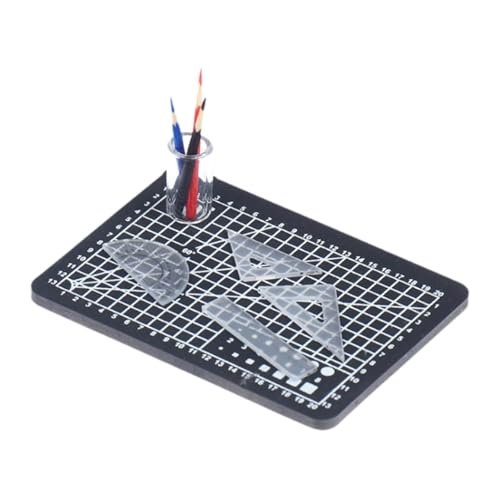 Colcolo 1:12 Miniatur-Mini-Lineale Modell-Set Lernhilfen Schneidebrett, Bleistift, Simulationslineale, Simulationspuppe Lernlineale, Schwarz von Colcolo