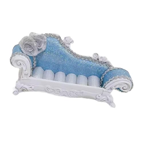 Colcolo 1:12 Puppenhaus Luxus Sofa Miniatur Ohrring Halter Dekoration Feine Verarbeitung Rollenspiel Spielzeug 14x8x5cm, Blaue Rückenlehne von Colcolo