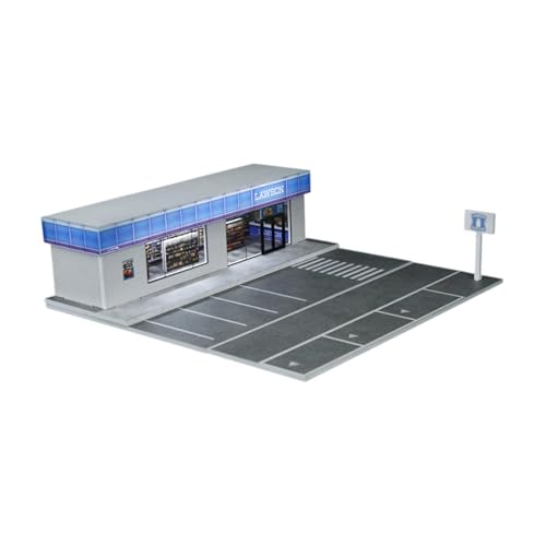 Colcolo 1:64 Scale Modell Auto Vitrine mit Licht Convenience Store mit Parkplatz Modell von Colcolo