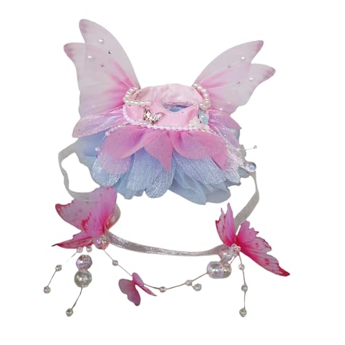 Colcolo 15–17 cm große Puppenkleidung aus Plüsch, Foto-Requisiten, Feenkleid mit Haar-Accessoire, bequemes, stylisches, süßes Puppenzubehör aus Plüsch, Pink Blau von Colcolo