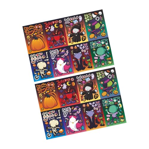 Colcolo 16x Halloween Aufkleber Make A Face Aufkleber Zombie Puzzle Spiel Spiele Mix and Match Aufkleber Stickerbögen für Erwachsene von Colcolo