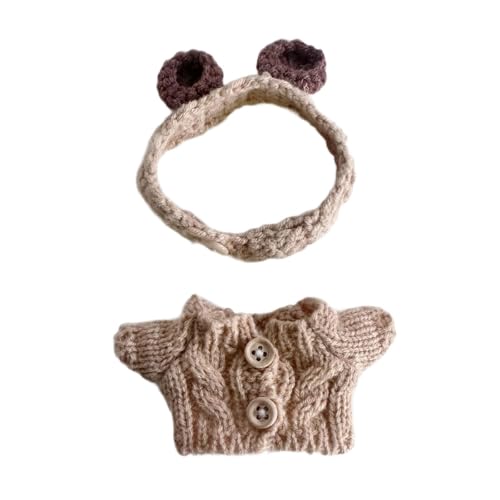 Colcolo 2 Stück Pullover und Haarband für Modepuppen, Miniatur-Kleidungskostüm für 15–17 cm große Jungenpuppen, Verkleidung, Khaki von Colcolo