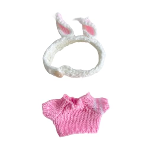 Colcolo 2 Stück Pullover und Haarband für Modepuppen, Miniatur-Kleidungskostüm für 15–17 cm große Jungenpuppen, Verkleidung, Rosa von Colcolo