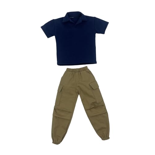 Colcolo 2 Stücke 1:6 Kurzarm T-Shirt und Hosen Kleidungsstück Handgemachte Puppe Kleidung Kostüm für 12 in Männliche Figur Dress up Zubehör, Marine von Colcolo