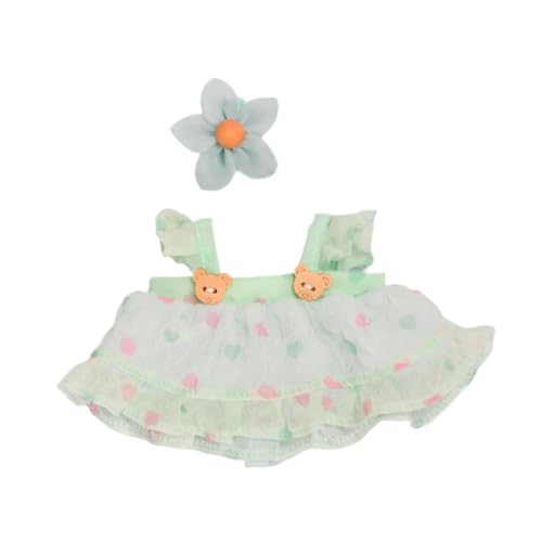 Colcolo 2-teiliges Puppen-Prinzessinnenkleid mit Blumenhaarnadel, Miniatur-Kleidungszubehör, lässige Outfits für 20-cm-Puppen, Ankleiden, Neujahrsgeschenke, GrÜn von Colcolo