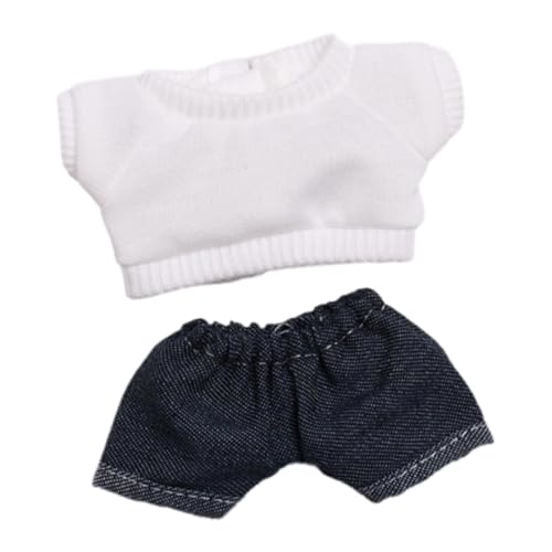 Colcolo 2 x Mini-Puppenkleidung für 6 Zoll, süße Puppenkleidung, Anzug, Kostüme, Jeans, T-Shirts, DIY-Puppenkleidung für Kinder im Alter von 5–7, 8–10, Weißes T-Shirt von Colcolo