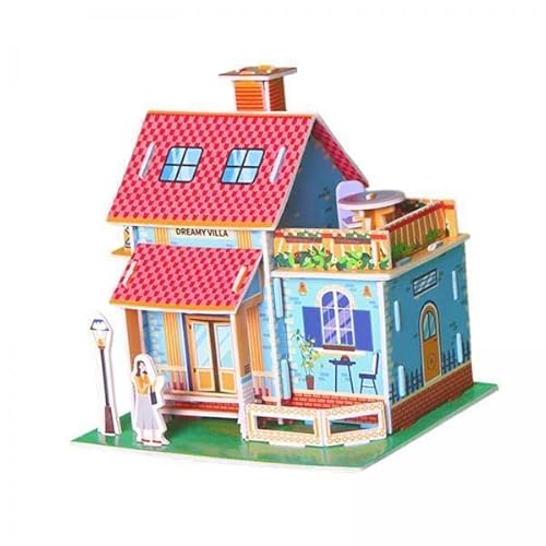 2X DIY 3D Puzzle Spielzeug, Happy House, Unvollendetes Gebäude, Modell Set, Hüttengebäude für Herzstück, Teenager, Erwachsene, Geschenk, Heimdekoratio von Colcolo