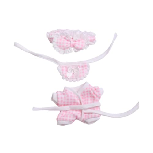 Colcolo 3-teiliges Puppen-Pyjama und Lätzchen-Stirnband-Kostüm-Zubehör, Miniatur-Kleidung für 17 cm große Puppen, Jungen-Puppen, Mädchen-Puppen, , Rosa von Colcolo