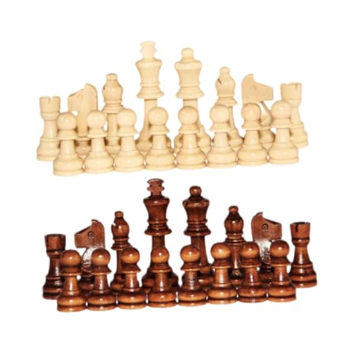 Colcolo 32x Holzschachstücke Holzschalben, 1-2 Spieler Hirnteaser-Schach-Figuren Stücke für Club, Turnierschule Schlafsaal von Colcolo