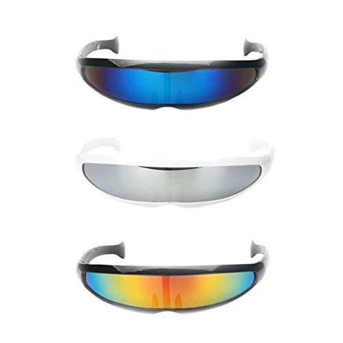 Colcolo 3 Stück Futuristische Verspiegelte Sonnenbrille Schmale Partybrille Funbrille von Colcolo