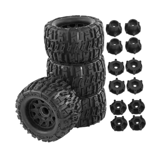 Colcolo 4-teiliges RC-LKW-Reifen-Ersatzteil, guter Grip, Verschleißfestigkeit, Radreifen-Set, Reifen für 1/10 LKW-Fahrzeuge, Auto-DIY, Schwarz von Colcolo