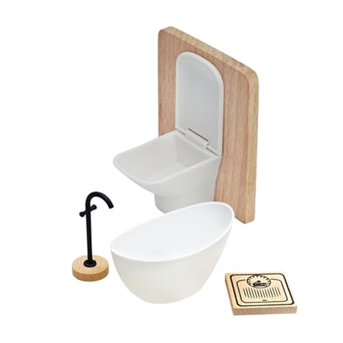 Colcolo 4Pcs 1:12 Puppenhaus Badezimmer Set Toilette Spielhaus Zubehör Rollenspiel Spielzeug Simulation Miniatur Möbel Kit Badewanne Colcolo 4Pcs 1:12 Puppenhaus Badezimmer Set Toilette Spielhaus Zubehör Rollenspiel Spielzeug Simulation Miniatur Möbel Kit Badewanne von Colcolo