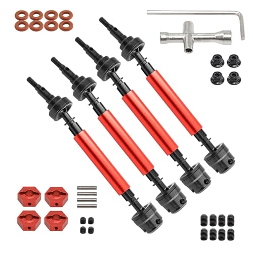 Colcolo 4X RC Car CVD-Antriebswellen-Upgrades Teil Hochleistungs-Universal-Antriebswellenachsen aus Metall CVD-Schieber-Set für 1:10-Fahrzeugmodelle, Rot von Colcolo