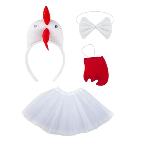 Colcolo 4pcs Hühnchenkostüm Set Dress Up süßes Tierkostüm für Halloween Thanksgiving, Weiß von Colcolo