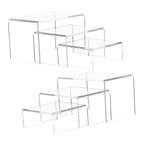 Colcolo 6-teiliges Acryl-Riser-Display-Regal, Desktop-Display-Ständer, transparentes Sammlerstück-Display-Regal für Kosmetik, Geldbörse, Brieftasche, Shop von Colcolo