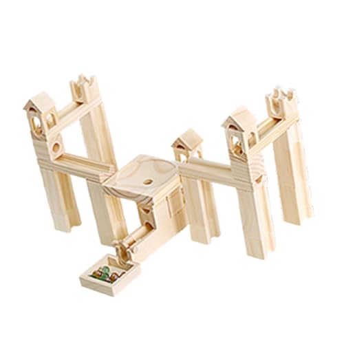 Colcolo 60-teiliges Murmelbahn-Spielzeug aus Holz, Murmelbahn-Labyrinth-Spiel, Kugelbahn-Set, Lernspielzeug mit Stem-Motiv, Geschenke für Kleinkinder, von Colcolo