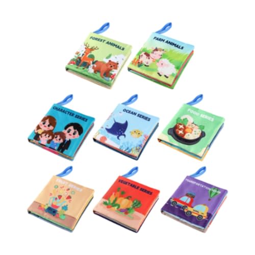 Colcolo 8X Baby Stoffbücher Sensorisches Spielzeug Berühren und Fühlen Lernspielzeug Montessori Säuglingsspielzeug Knistertuchbücher für Kinder von 0-12, 11.5x11.5x2cm von Colcolo