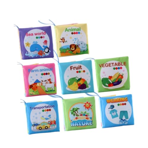 Colcolo 8X Baby Stoffbücher Sensorisches Spielzeug Berühren und Fühlen Lernspielzeug Montessori Säuglingsspielzeug Knistertuchbücher für Kinder von 0-12, 11x11cm von Colcolo