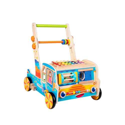 Colcolo Baby-Schiebe-Laufspielzeug, Activity Center, Musik-Lernspielzeug, Geschenk, Zieh-Lernaktivitätsspielzeug für Kleinkinder im Alter von 6–12 Monaten, Bär von Colcolo