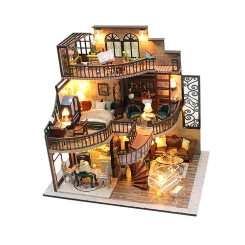 Colcolo DIY-Miniatur-Puppenhaus-Bausatz, Villa-Bausatz, Miniatur-Mini-Puppenhaus-Spielzeug aus Holz, Bausatz für Mädchen von Colcolo