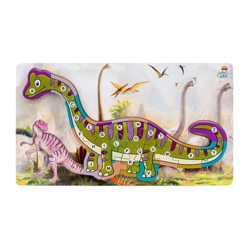 Colcolo Dinosaurier-Holzpuzzle, Puzzle Tyrannosaurus, Frühlernspielzeug Montessori, intelligentes Zahlenpuzzle für Mädchen, Jungen, Kinder, GrÜn von Colcolo