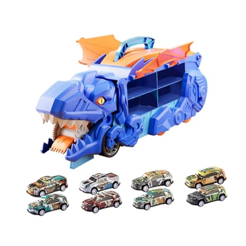 Colcolo Dinosaurier-Transporter-LKW, Dinosaurier-Verschlingungs-LKW, pädagogisches Spielzeug, neuartiges Dinosaurier-Auto, Fahrzeuge, Spielset für Kinder im, mit 8 Autos von Colcolo