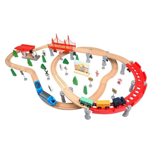 Colcolo Eisenbahnschienen-Spielset, Eisenbahn-Puzzle-Spielset, Entwicklungsspielzeug, Vorschul-Lernspielzeug, Holzkonstruktionsspielzeug für den Kindergarten von Colcolo