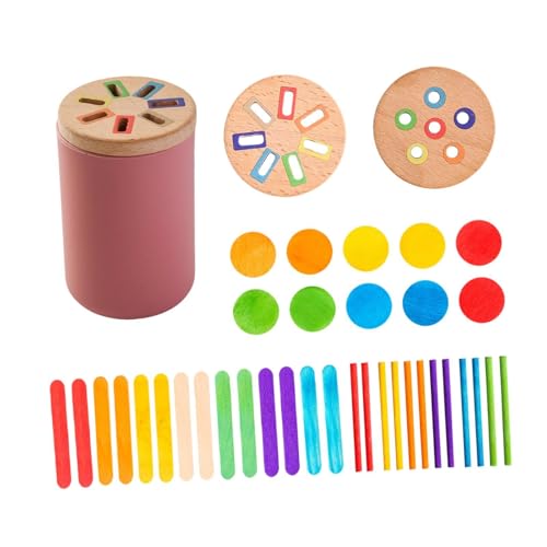 Colcolo Farbform Sorter Spielzeugholzform Sortierer, Lernaktivität Sensorisches Spielzeug, lehrreiches Matching -Spiel für Kindergeschenk, Rosa von Colcolo