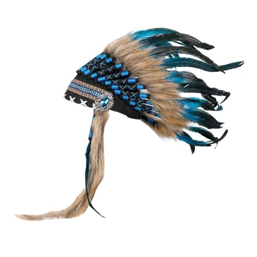Colcolo Feder-Kopfschmuck Indianer-Kopfschmuck mit Authentischem Design für Rollenspiele Und Kostümpartys für Erwachsene Und Jugendliche, Blauer See Colcolo Feder-Kopfschmuck Indianer-Kopfschmuck mit Authentischem Design für Rollenspiele Und Kostümpartys für Erwachsene Und Jugendliche, Blauer See von Colcolo