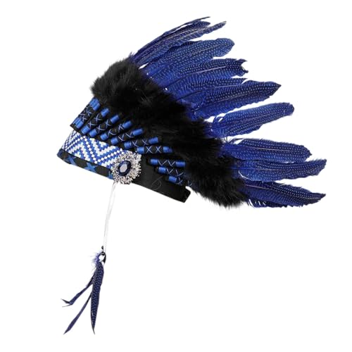Colcolo Feder-Kopfschmuck Indianer-Kopfschmuck mit Authentischem Design für Rollenspiele Und Kostümpartys für Erwachsene Und Jugendliche, Navy Blau Colcolo Feder-Kopfschmuck Indianer-Kopfschmuck mit Authentischem Design für Rollenspiele Und Kostümpartys für Erwachsene Und Jugendliche, Navy Blau von Colcolo