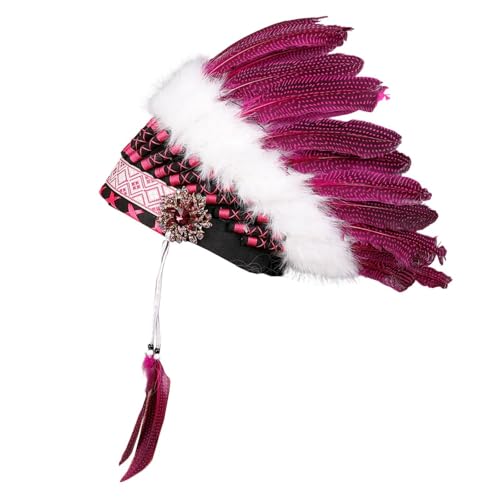 Colcolo Feder-Kopfschmuck Indianer-Kopfschmuck mit Authentischem Design für Rollenspiele Und Kostümpartys für Erwachsene Und Jugendliche, Rose Rot Colcolo Feder-Kopfschmuck Indianer-Kopfschmuck mit Authentischem Design für Rollenspiele Und Kostümpartys für Erwachsene Und Jugendliche, Rose Rot von Colcolo