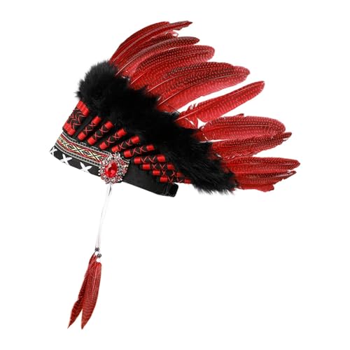 Colcolo Feder-Kopfschmuck Indianer-Kopfschmuck mit Authentischem Design für Rollenspiele Und Kostümpartys für Erwachsene Und Jugendliche, Rot Colcolo Feder-Kopfschmuck Indianer-Kopfschmuck mit Authentischem Design für Rollenspiele Und Kostümpartys für Erwachsene Und Jugendliche, Rot von Colcolo