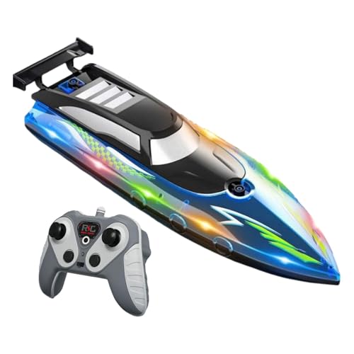 Colcolo Ferngesteuertes Boot mit Licht, Schnellboote 50 km/h, 2,4-GHz Rennboote, 30 Minuten Akkulaufzeit, Sommerspielzeug, RC-Boot für 6–12-jährige und Erwachsene, Pools und Seen, Blau Colcolo Ferngesteuertes Boot mit Licht, Schnellboote 50 km/h, 2,4-GHz Rennboote, 30 Minuten Akkulaufzeit, Sommerspielzeug, RC-Boot für 6–12-jährige und Erwachsene, Pools und Seen, Blau von Colcolo