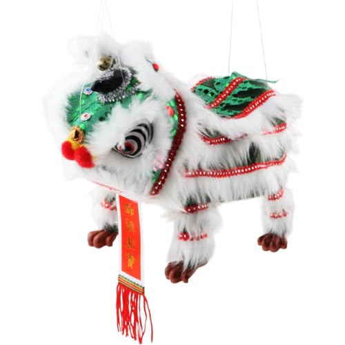 Colcolo Handkettenpuppe mit Rod, chinesische Neujahrsdekoration Robustes chinesisches Marionette Lion Toy für Partys Spring Festival Kinder, Grün Weiß von Colcolo