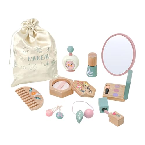 Colcolo Holz-Schminkspielzeug-Set, Spiel-Schminkset mit Kosmetiktasche, Kamm, Make-up-Set für Kinder zum Rollenspiel für Mädchen für kleine Mädchen Colcolo Holz-Schminkspielzeug-Set, Spiel-Schminkset mit Kosmetiktasche, Kamm, Make-up-Set für Kinder zum Rollenspiel für Mädchen für kleine Mädchen von Colcolo