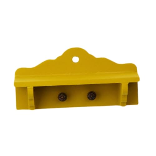 Colcolo Holzattrack Vintage Hat Ständer Wandbügel Simulation Miniatur Kleidung Kleiderbügel Mini Schrank Rack für Leben Szene Dioramen, Gelb von Colcolo