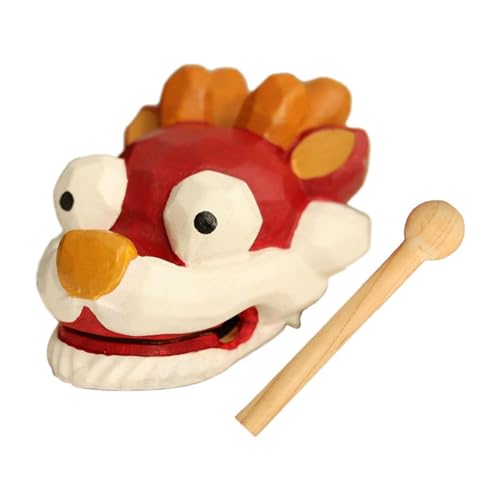 Colcolo Holzfischtrommel, Schlaginstrument, Ornament, Geschenk, Gadaget, kompakter Holzchips-Sound mit kleinem Schlägel für Erwachsene und Kinder , Drachen von Colcolo