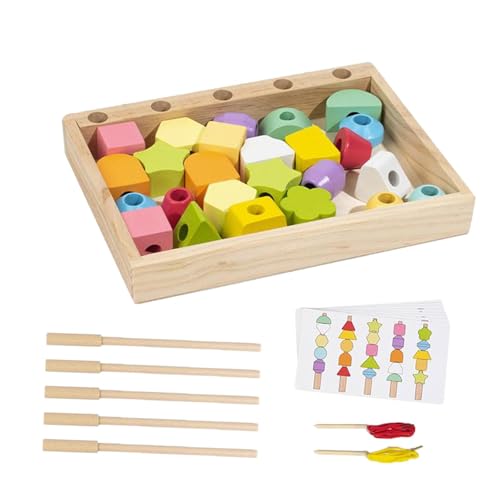 Colcolo Holzperlen-Sequenzierungsspielzeug, Lernspielzeug, passende Formen, Stapelblockspielzeug, Fädelspielzeug für Vorschulkinder im Alter von 3, 4 und 5 Colcolo Holzperlen-Sequenzierungsspielzeug, Lernspielzeug, passende Formen, Stapelblockspielzeug, Fädelspielzeug für Vorschulkinder im Alter von 3, 4 und 5 von Colcolo