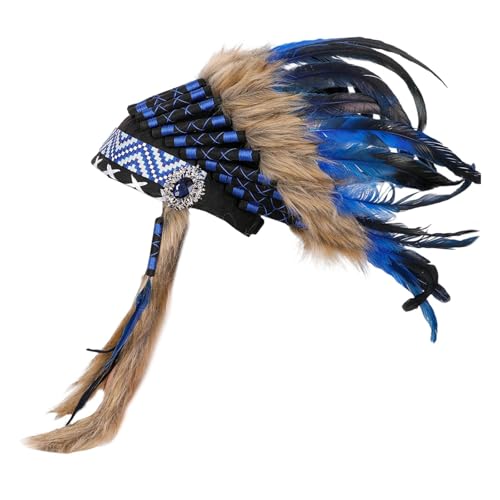 Colcolo Indianer-Kopfschmuck für Häuptling, für Kostümpartys und Cosplay, Blau Colcolo Indianer-Kopfschmuck für Häuptling, für Kostümpartys und Cosplay, Blau von Colcolo