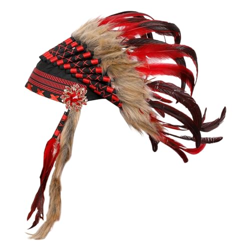 Colcolo Indianer-Kopfschmuck für Häuptling, für Kostümpartys und Cosplay, Rot Colcolo Indianer-Kopfschmuck für Häuptling, für Kostümpartys und Cosplay, Rot von Colcolo