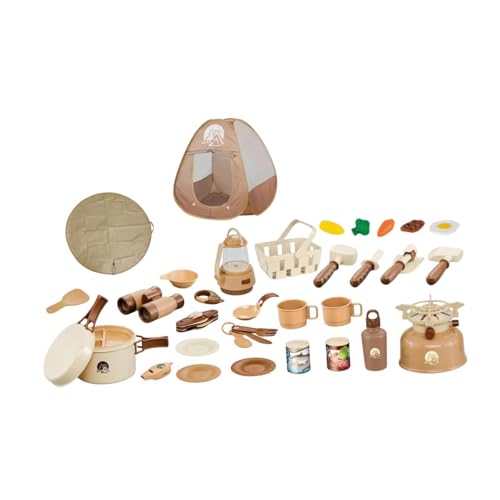 Colcolo Kinder-Camping-Set, so tun, als ob Sie EIN Lagerfeuer Machen, pädagogisches Spielzeug, so tun, als ob Sie Kochen, Spielset für drinnen und draußen, 35 Stück von Colcolo