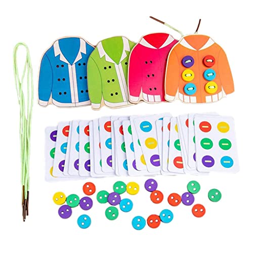 Colcolo Kinder Holzfädelungs Schnürung Kleidung, schneidern auf Knopfspiel Spielwaren für von Colcolo