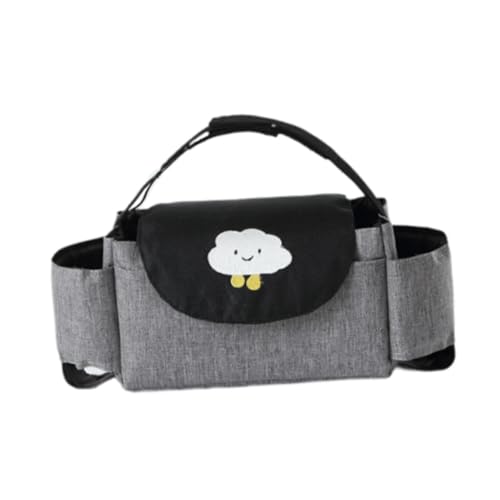 Colcolo Kinderwagen-Aufbewahrungstasche, Wickeltasche, Wasserbecherhalter, Baby-Handtasche, Kinderwagen, Reisetasche für Kinderwagen, Baby und Haustier, Schwarz Grau Wolke von Colcolo