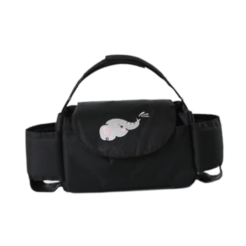 Colcolo Kinderwagen-Aufbewahrungstasche, Wickeltasche, Wasserbecherhalter, Baby-Handtasche, Kinderwagen, Reisetasche für Kinderwagen, Baby und Haustier, Schwarzer Elefant von Colcolo